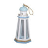 Lanterna mare legno bianco azzurro faro 21,5x21,5x41,5 cm
