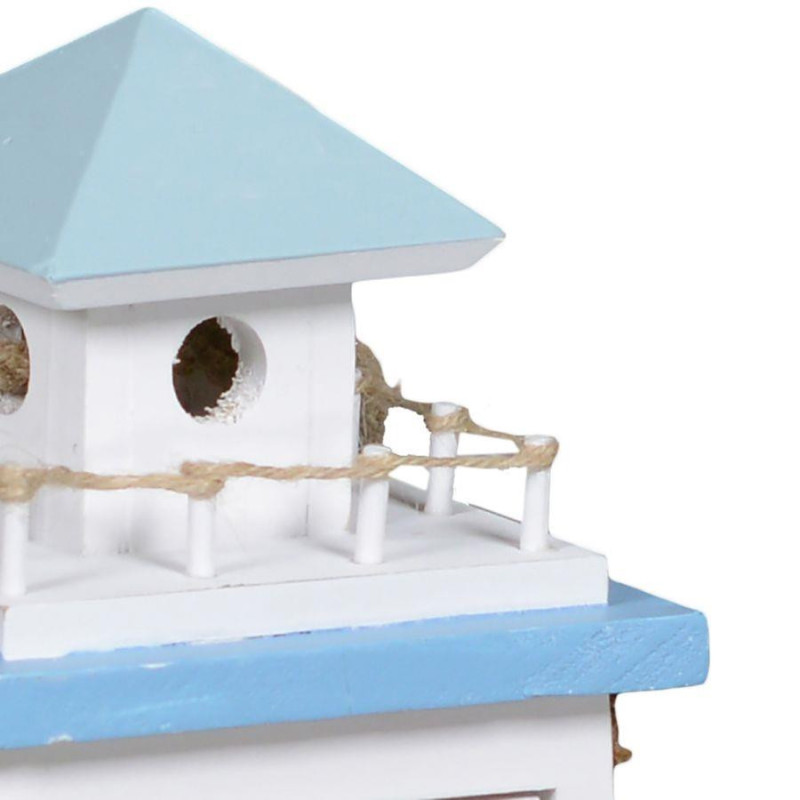 Lanterna mare legno bianco azzurro faro 21,5x21,5x41,5 cm