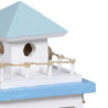 Lanterna mare legno bianco azzurro faro 21,5x21,5x41,5 cm