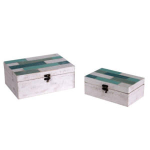 Scatola legno mare 1/2 rettangolare 26x18x10,5 cm decorativa