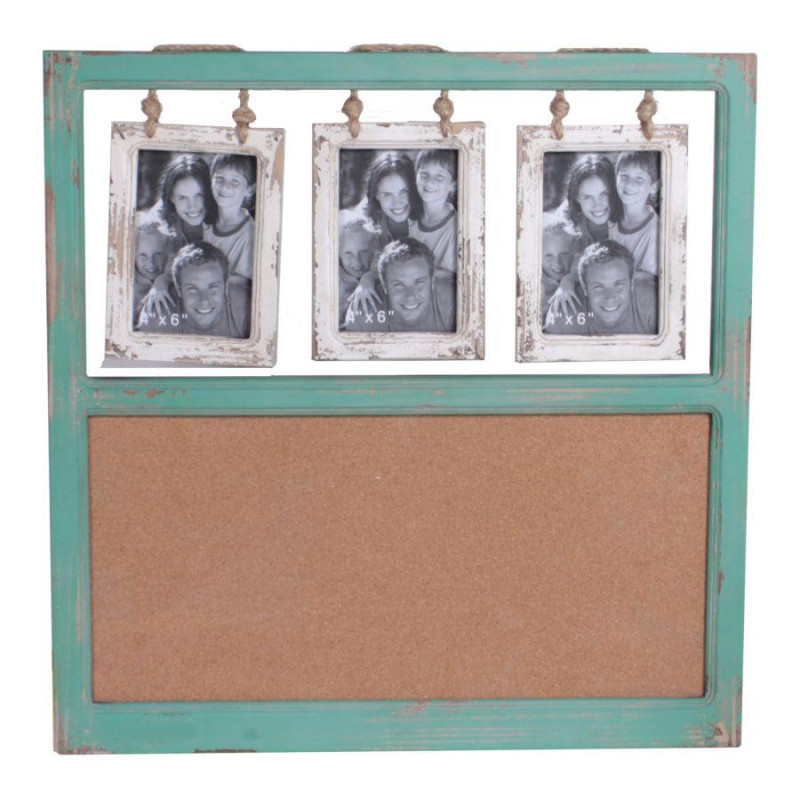 Portafoto muro legno rettangolare multiplo 3 posti cm 54x25H55