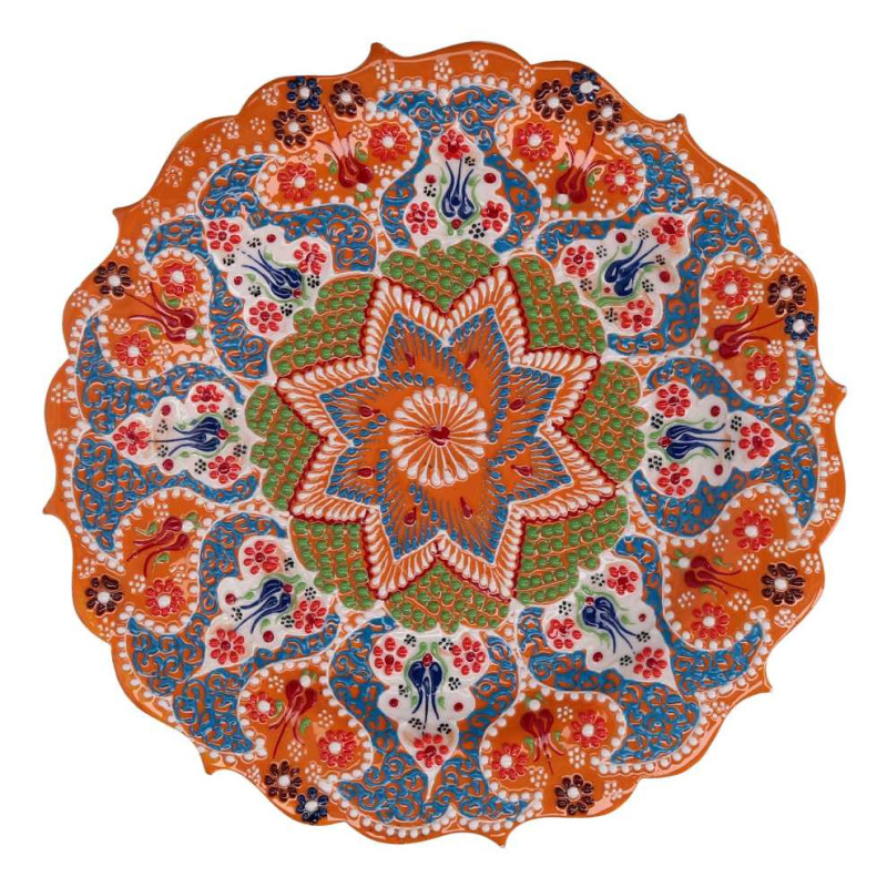 Piatto decorativo ceramica arancione Ø30 cm design moderno