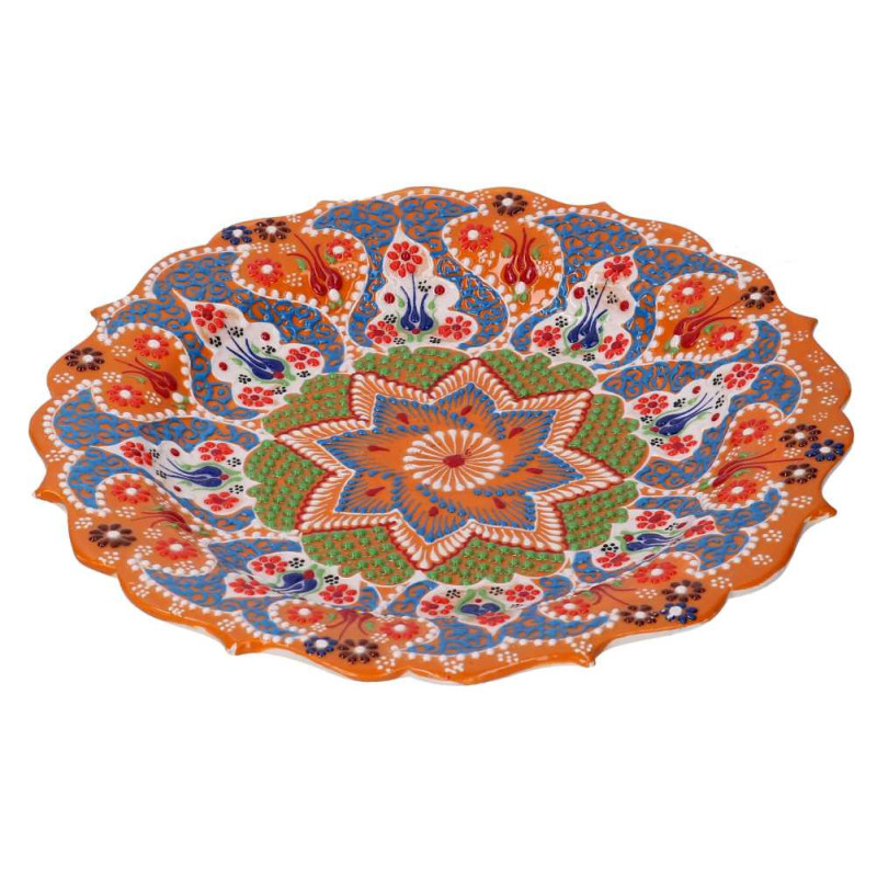 Piatto decorativo ceramica arancione Ø30 cm design moderno