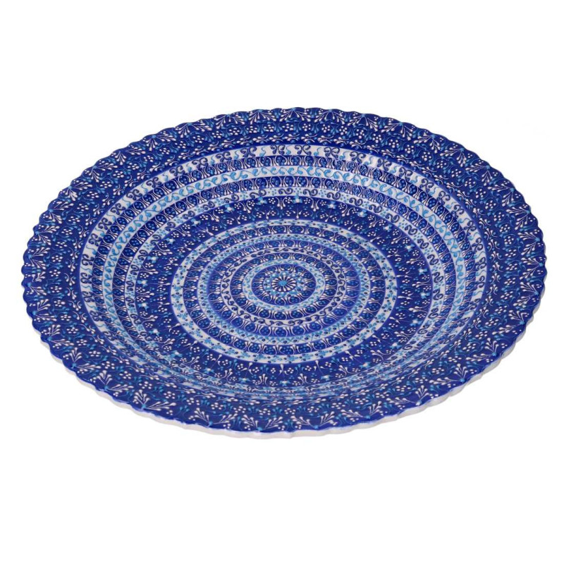 Centrotavola ceramica blu tondo Ø40x4 cm decorazione elegante
