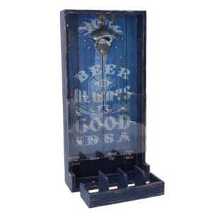 Apribottiglie Legno Blu Rettangolare 19x38,5x7,5 cm – Design pratico casa