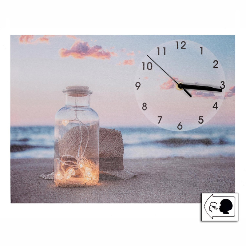 Orologio quadro LED Mare con barattolo 40x30x2,2 cm decorativo