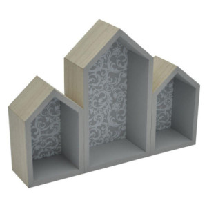 Mensola legno Rebecca casetta 3p 32x3x16,5 cm design creativo