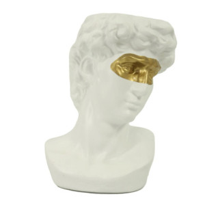 Zoom Portavaso resina busto bianco oro cm 17x15h24