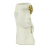 Portavaso resina viso bianco fiore oro 13x13x27 cm design