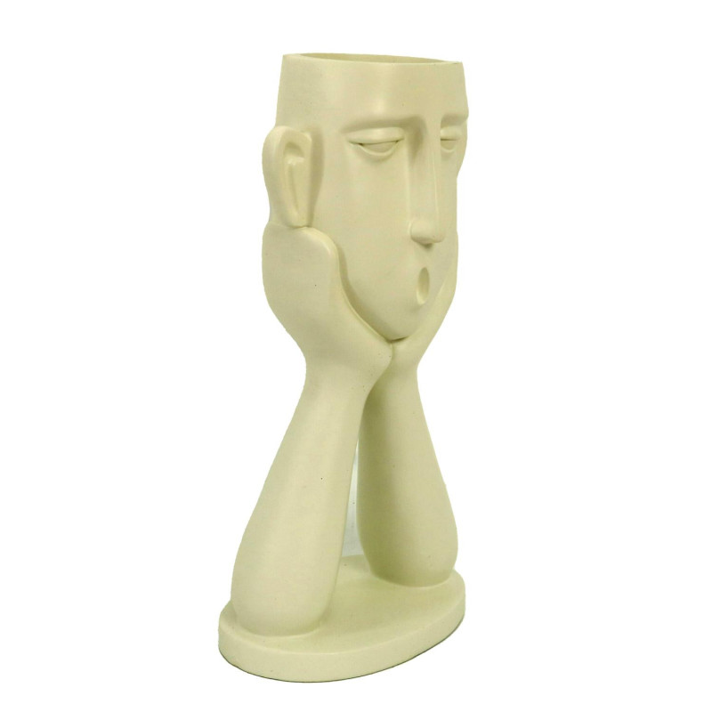 Portavaso resina viso bianco 14x8x25,5 cm design moderno