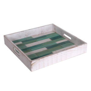 Vassoio Mare legno bianco verde quadro elegante resistente
