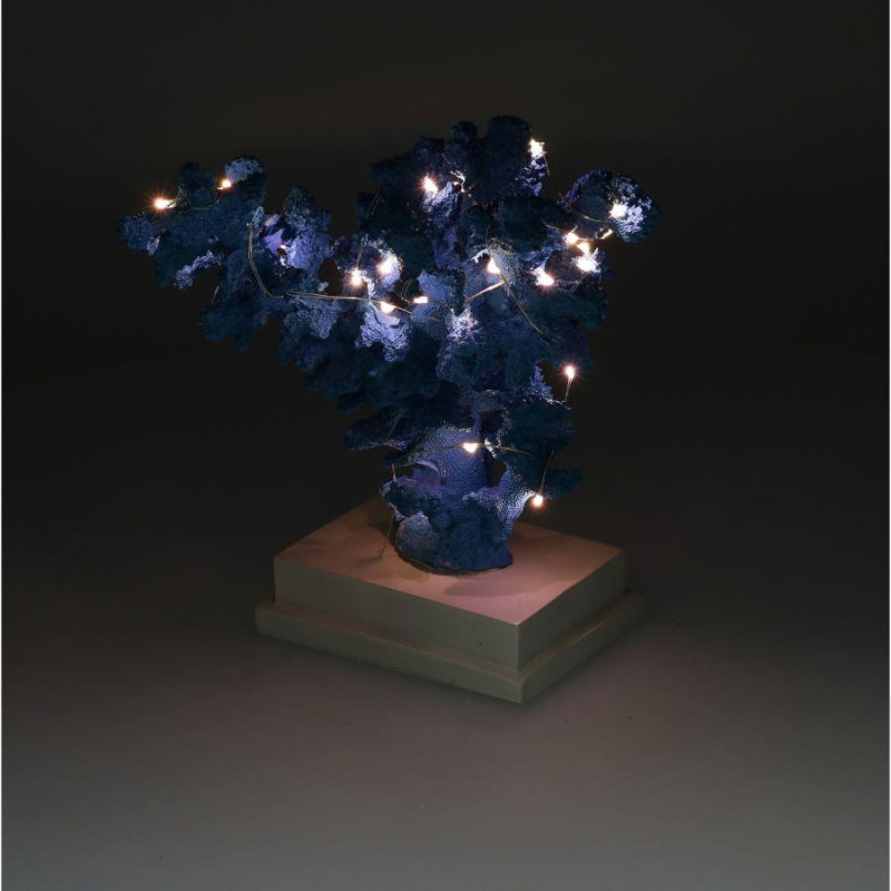 Corallo resina azzurro con LED 20x17x24,5 cm decorazione luminosa