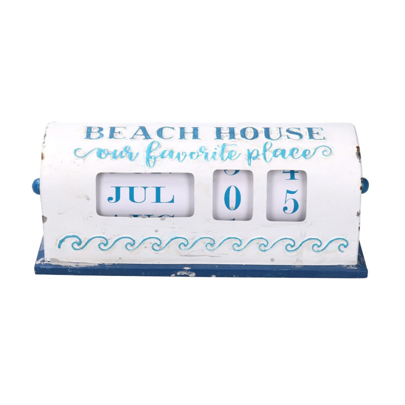 Calendario metallo mare bianco 29x13,5x11,5 cm decorazione casa