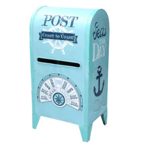 Cassetta posta metallo mare azzurro 18x13,5x35,5 cm decorazione
