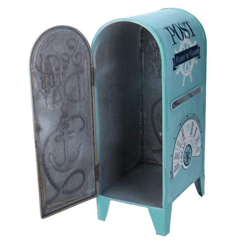 Cassetta posta metallo mare azzurro 18x13,5x35,5 cm decorazione