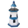 Faro metallo mare blu bianco 14x14x28 cm decorazione marina