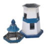 Faro metallo mare blu bianco 14x14x28 cm decorazione marina