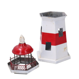 Zoom Faro metallo mare rosso bianco cm 17x17h36