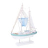 Barca legno mare con led bianco 35,5x11,5x54,5 cm decorazione