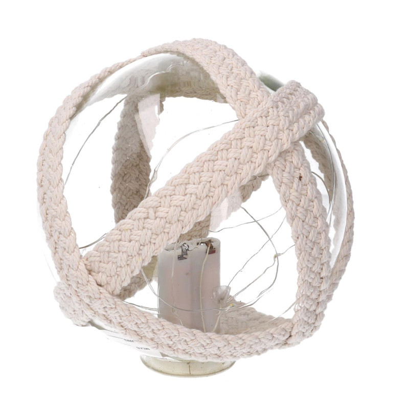 Lampada palla vetro mare con led e corda azzurro Ø12,7 cm