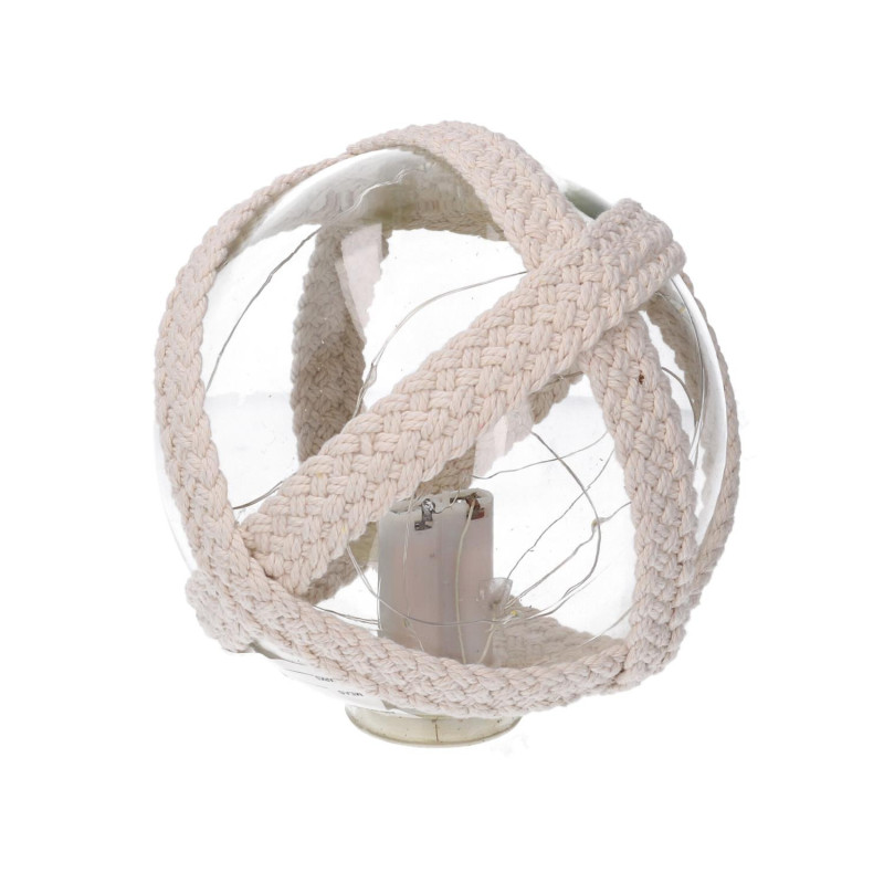 Lampada palla vetro mare con led e corda azzurro Ø15,2 cm