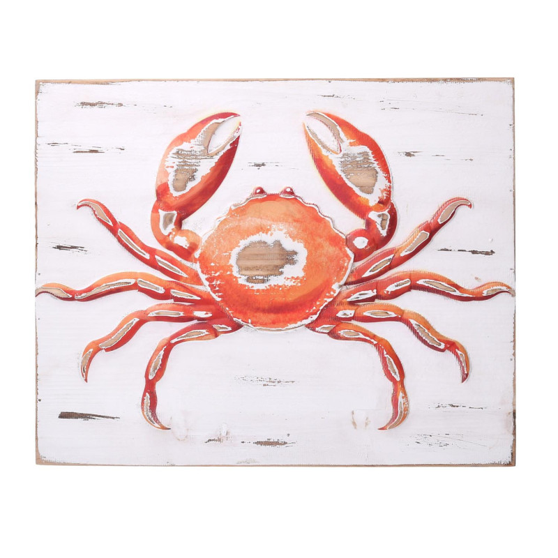 Quadro legno Mare Granchio rettangolare 47x38 cm