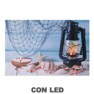 Quadro Mare LED Conchiglie 60x23 cm luce decorativa