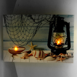 Zoom Quadro mare led conchiglie cm 60x2,3x40