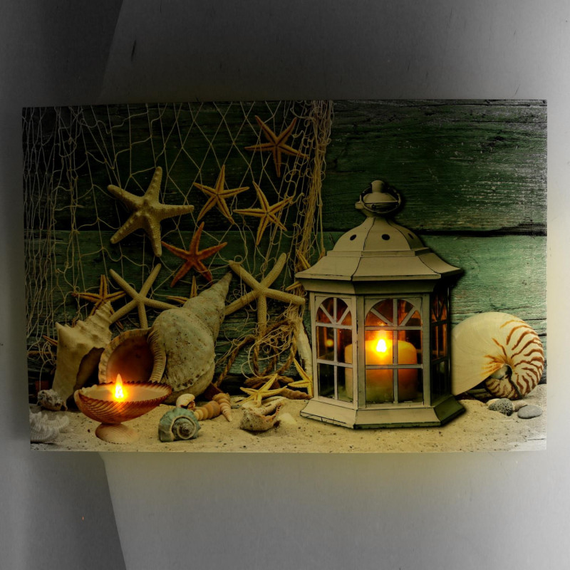 Quadro Mare LED Lanterna 60x23 cm luce decorativa marina
