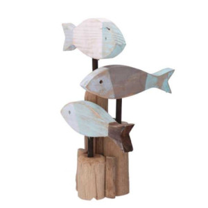 Pesce decorativo in legno 22x8x25 cm arredo marino moderno