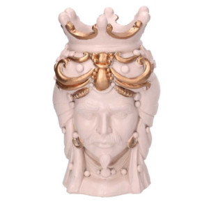 Portavaso resina busto re oro 14x14,5x26 cm design esclusivo