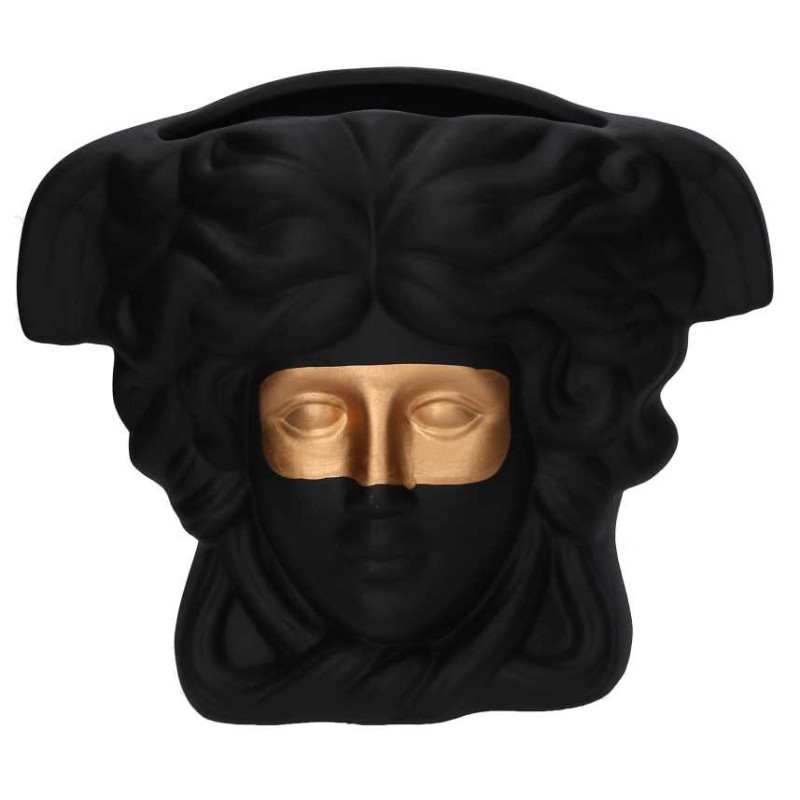 Portavaso ceramica busto nero 27x13,5x23 cm design moderno