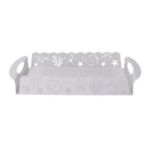 Zoom Vassoio metallo mare bianco rettangolare cm 41x20h6