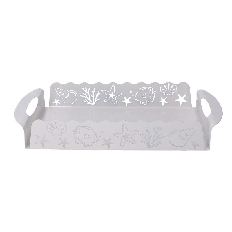 Vassoio metallo mare bianco rettangolare 41x20x6 cm elegante