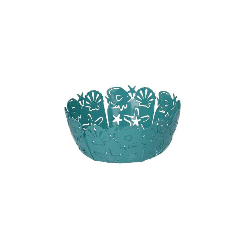 Cestina metallo cavalluccio verde acqua tondo Ø20x7 cm mare