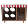 Portabottiglie legno 4 posti con portatappi bistrot 38x25x8 cm