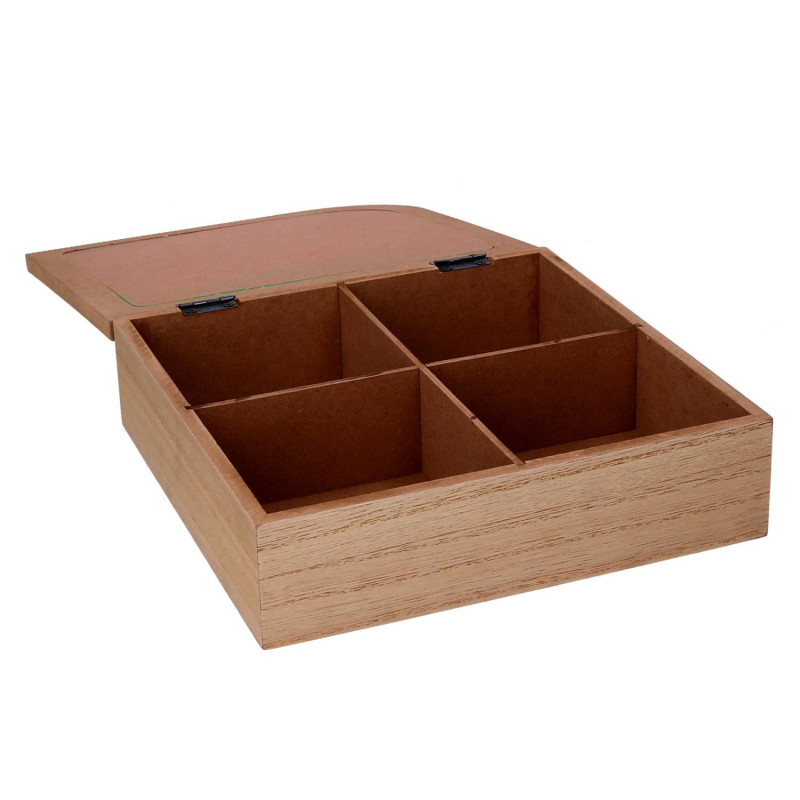 Scatola portathe legno marrone 20x20x6 cm elegante e capiente