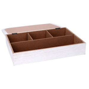 Zoom Scatola portathe legno bianco rettangolare cm 20x6x29