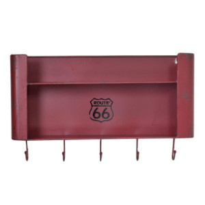 Mensola metallo Bristol rossa 2 piani con appendino 50x10xH30 cm