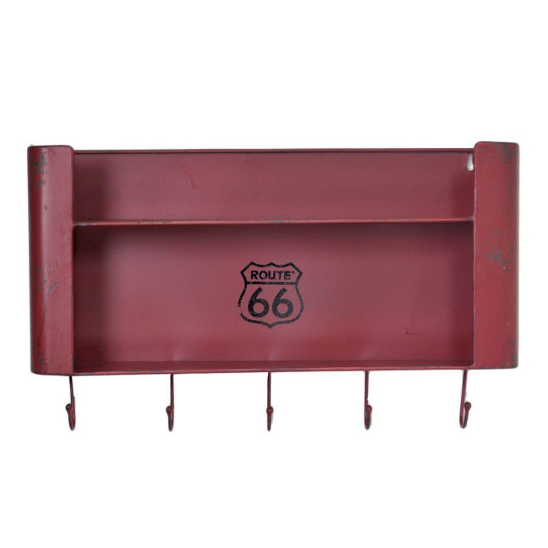 Mensola metallo Bristol rossa 2 piani con appendino 50x10xH30 cm