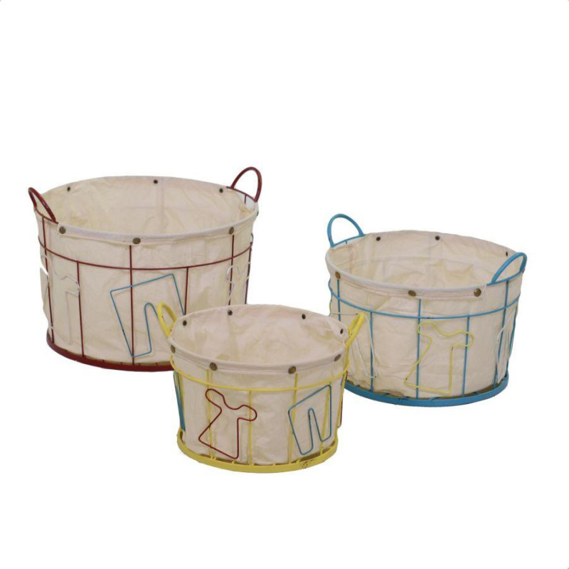 Cestone metallo con fodera ovale 48x44xH33.5 cm capiente