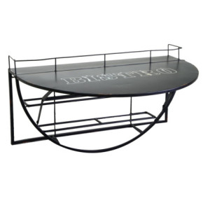 Tavolino metallo da muro con mensola nero 70x47x40 cm salvaspazio