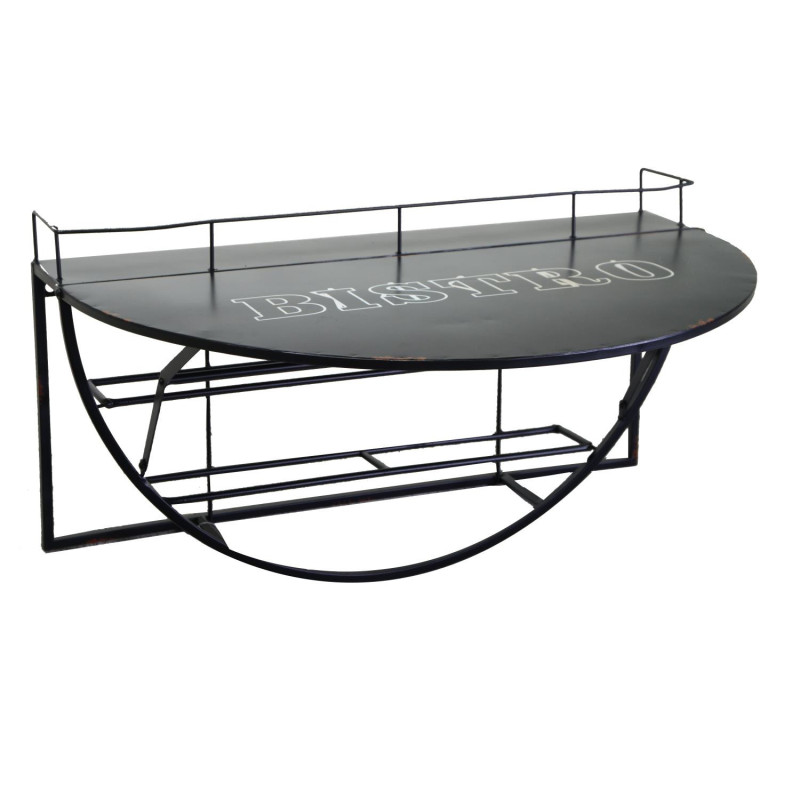 Tavolino metallo da muro con mensola nero 70x47x40 cm salvaspazio