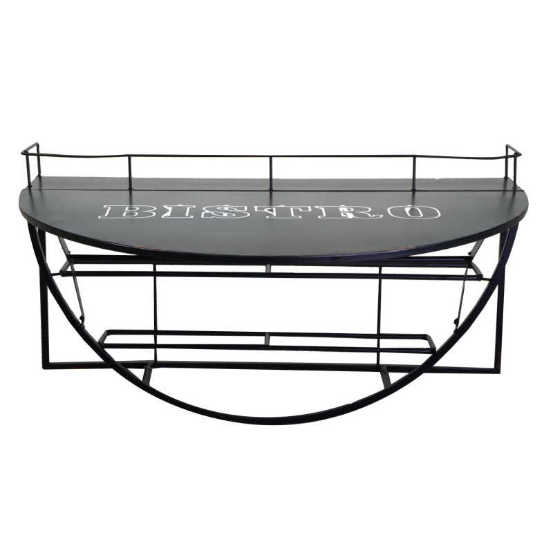 Tavolino metallo da muro con mensola nero 70x47x40 cm salvaspazio