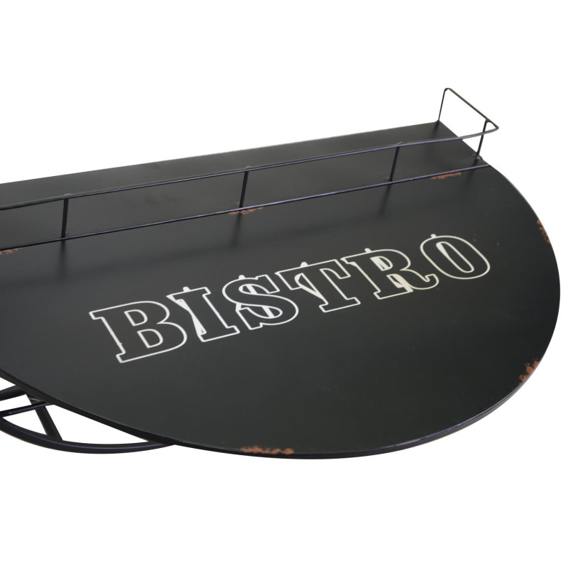 Tavolino metallo da muro con mensola nero 70x47x40 cm salvaspazio