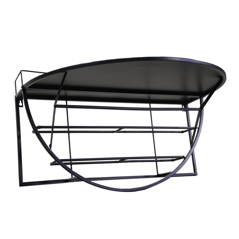 Tavolino metallo da muro con mensola nero 70x47x40 cm salvaspazio