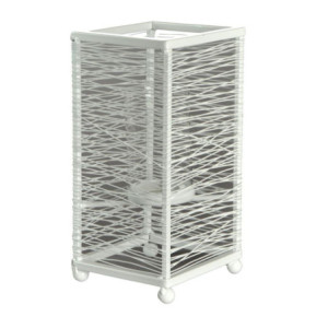 Portacandele metallo bianco piccolo 11x11xH23 cm elegante
