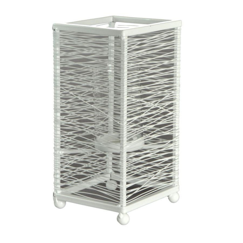 Portacandele metallo bianco piccolo 11x11xH23 cm elegante