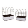Portavaso metallo 1/2 gabbia bianco rettangolare 36x25x13-44 cm