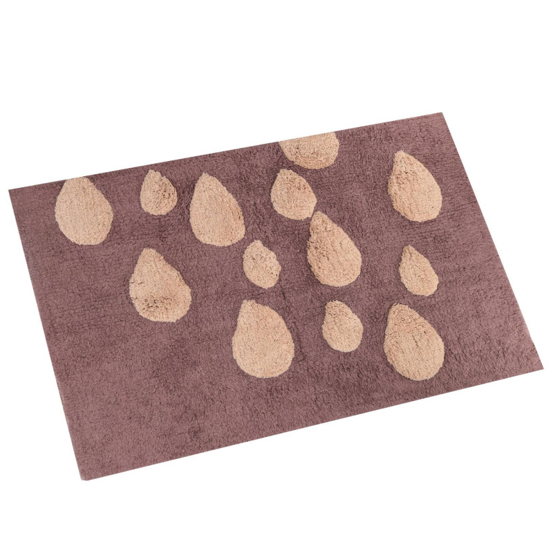 Tappetino bagno 100% cotone gocce marrone antiscivolo 50x80x2 cm